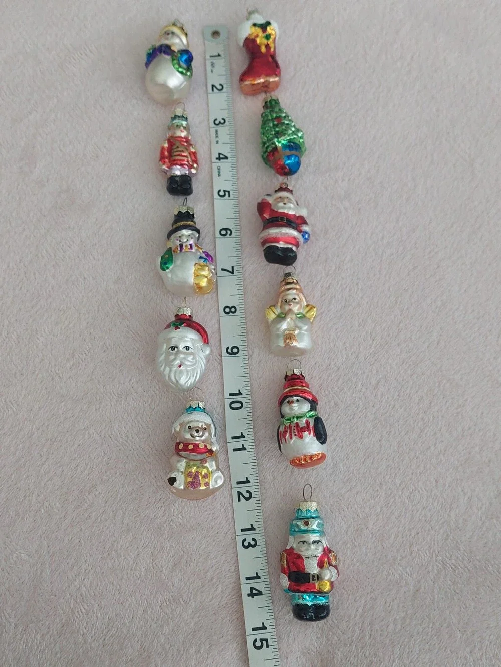 Set Of 11 Vintage Mini Glass Christmas Ornaments/Figurines